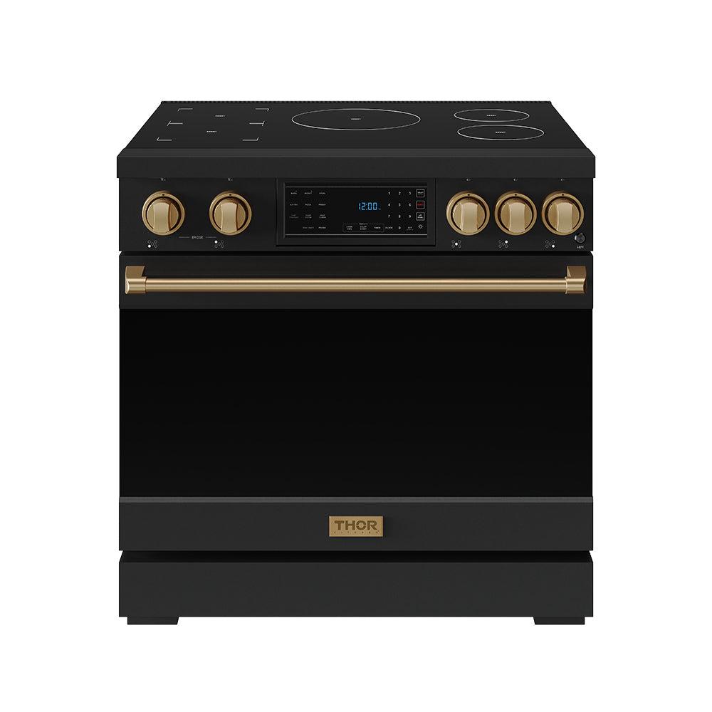 36 Inch Professional Induction Range With Tilt Panel Touch Control In Black and Bronze  Gordon Ramsay Series