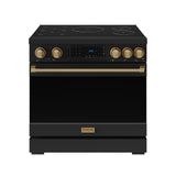 36 Inch Professional Induction Range With Tilt Panel Touch Control In Black and Bronze  Gordon Ramsay Series