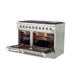 Forno Galiano 48-Inch Freestanding Gas Range, Stainless Steel, 8 Burners, 107,000 BTU, Griddle, Double Ovens, Energy Efficient