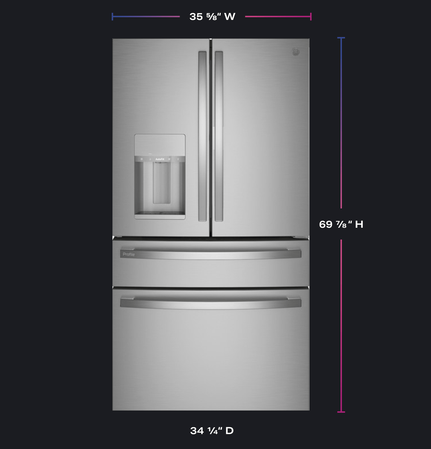 GE Profile™ 22.4 Cu. Ft. Smart Counter-Depth Fingerprint Resistant 4-Door French-Door Refrigerator with Door In Door