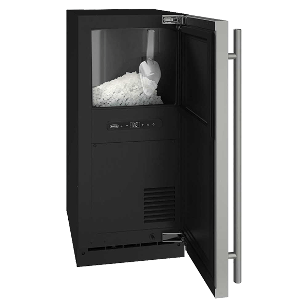 15-In Built-In Nugget Ice Machine with Door Style - Stainless Steel, Pump - Yes