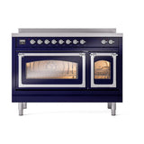 ILVE UNI486NMPMBC Nostalgie II Noblesse 48 inch Induction Range (Triple Glass Door, Midnight Blue, Chrome)
