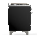 ILVE UM60FSQNR3BKC Majestic III 60 inch Dual Fuel Range with 7 Burners, Griddle and French Top, Dual Function Burner with up to 25,000 BTU (Natural Gas, Solid Door, Glossy Black, Chrome)