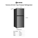 Verona VEFTF2412RBK 24 inch Top Freezer Refrigerator with 12 cu. ft. Total Capacity, Reversible Doors, Recessed Handle, Energy Star (Black)