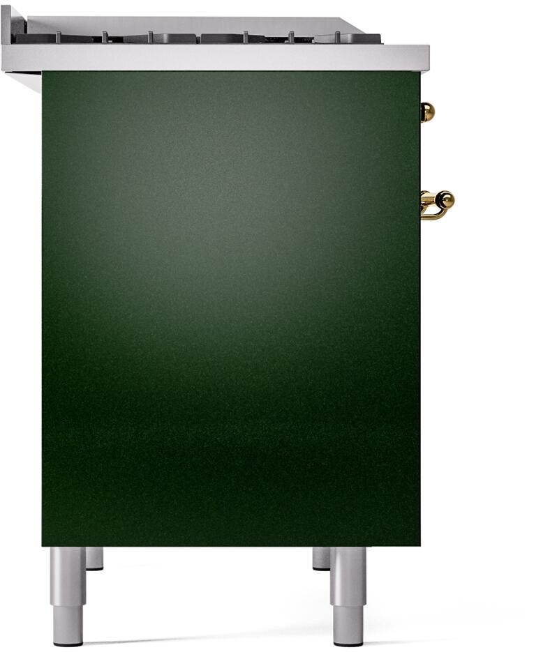 Nostalgie II 40 Inch Dual Fuel Natural Gas Freestanding Range in Emerald Green with Brass Trim