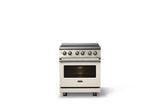 30"W. Induction Range (Finish: Pure White, Trim: Brushed Brass)