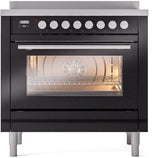 Professional Plus II 36 Inch Electric Freestanding Range in Glossy Black with Trim