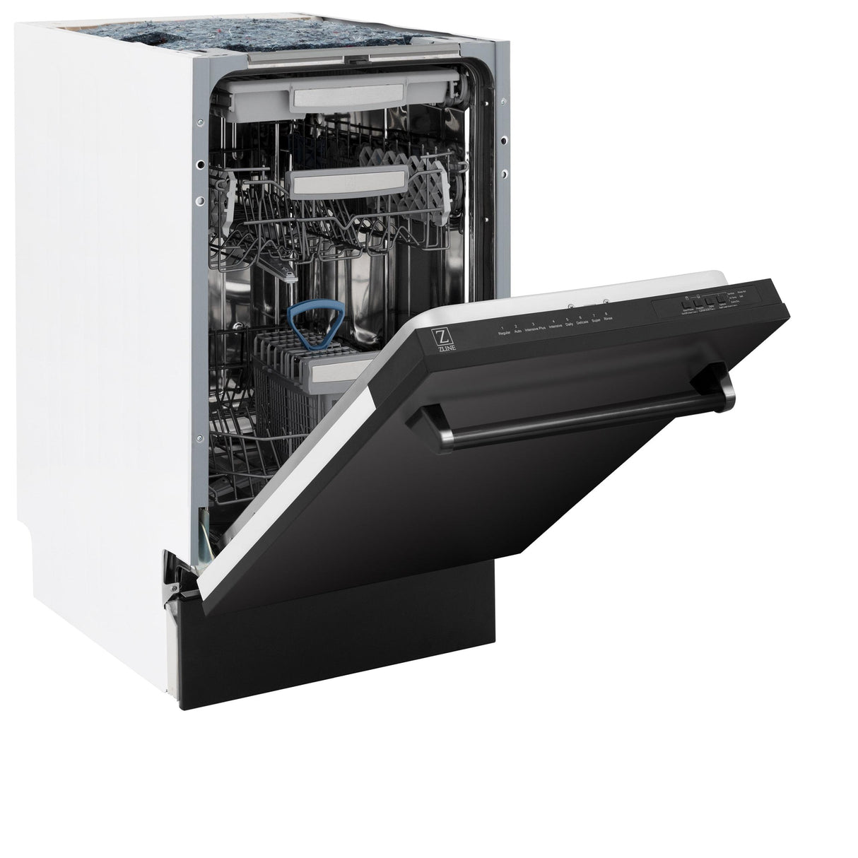 ZLINE 18" Tallac Series 3rd Rack Top Control Dishwasher with Traditional Handle, 51dBa [Color: Black Stainless Steel]
