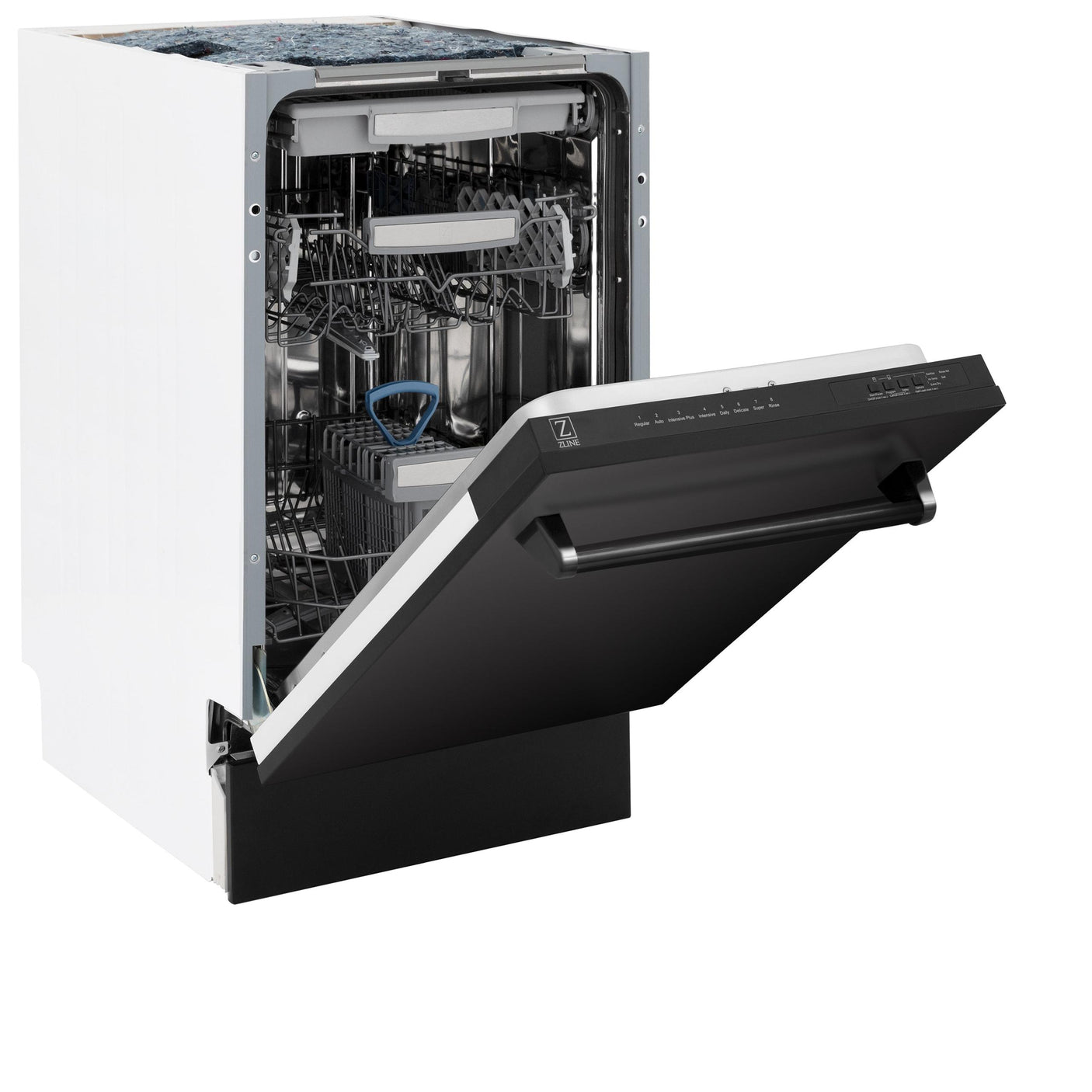 ZLINE 18" Tallac Series 3rd Rack Top Control Dishwasher with Traditional Handle, 51dBa [Color: Black Stainless Steel]