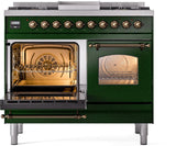 Nostalgie II 40 Inch Dual Fuel Liquid Propane Freestanding Range in Emerald Green with Bronze Trim