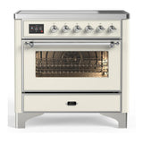 ILVE UMIB36NR3AWC Majestic III 36 inch Induction Range with 6 Elements, 3.5 cu. ft. Total Oven Capacity (Triple Glass Door, Antique White, Chrome)