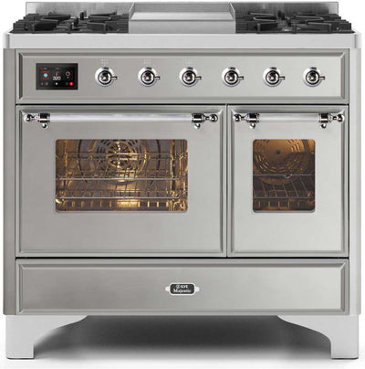 Majestic II 40 Inch Dual Fuel Liquid Propane Freestanding Range in Stainless Steel with Chrome Trim
