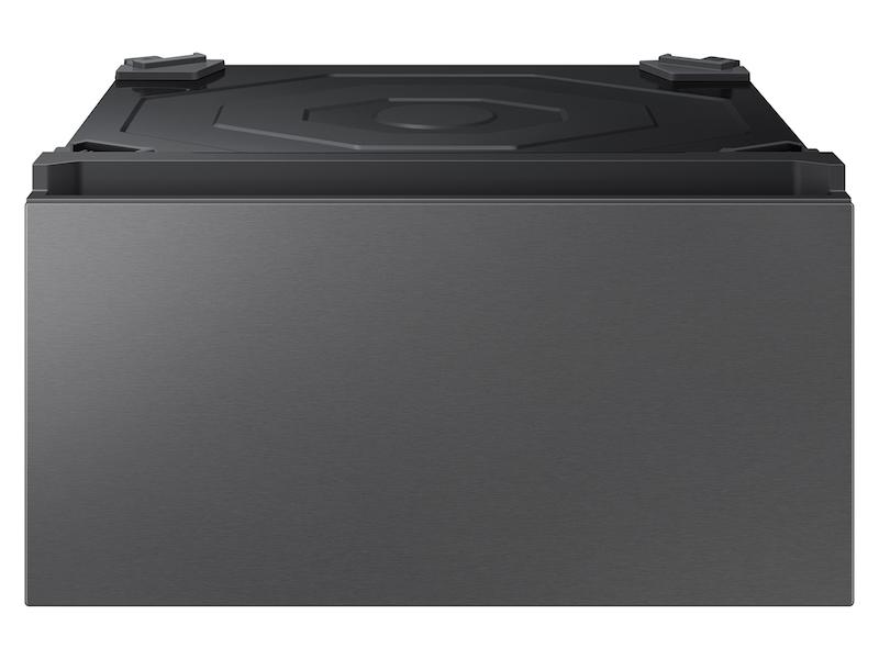 Bespoke 27" Wide Laundry Pedestal with Storage Drawer in Dark Steel
