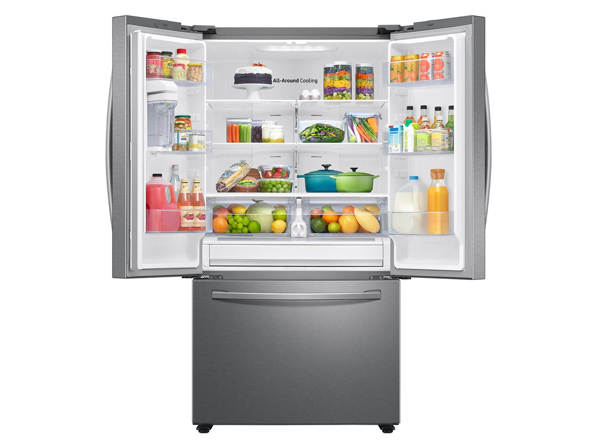 28 cu. ft. Large Capacity 3-Door French Door Refrigerator with AutoFill Water Pitcher in Stainless Steel