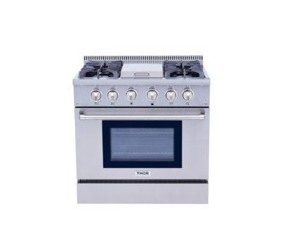 36 Inch Professional Gas Range With Griddle In Stainless Steel