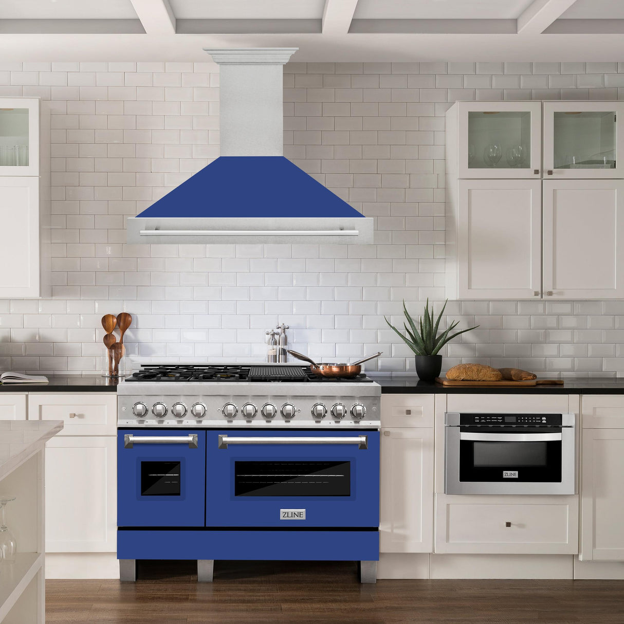 ZLINE 48 in. DuraSnow Stainless Steel Range Hood with Colored Shell Options (8654SNX-48) [Color: Blue Matte]
