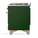 ILVE UM36FQNR3EGP Majestic III 36 inch Dual Fuel Range with 6 Black Brass Burners and Griddle, Dual Function Burner up to 25,000 BTU (Solid Door, Emerald Green, Copper, Natural Gas)
