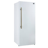 Forno Maderno 28-Inch Built-In Convertible Refrigerator in White with Antique Brass Handle, 13.6 cu.ft. Right Swing with Decorative Trim - 32-Inch Wide