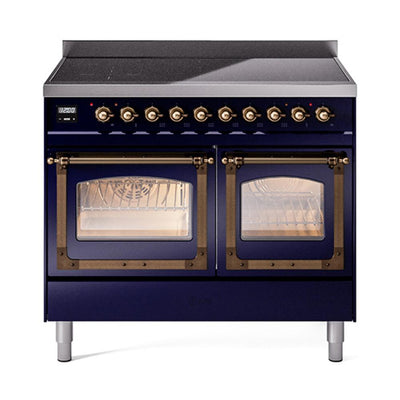 ILVE UNDI406NMPMBB Nostalgie II Noblesse 40 inch Induction Range (Triple Glass Door, Midnight Blue, Burnished)