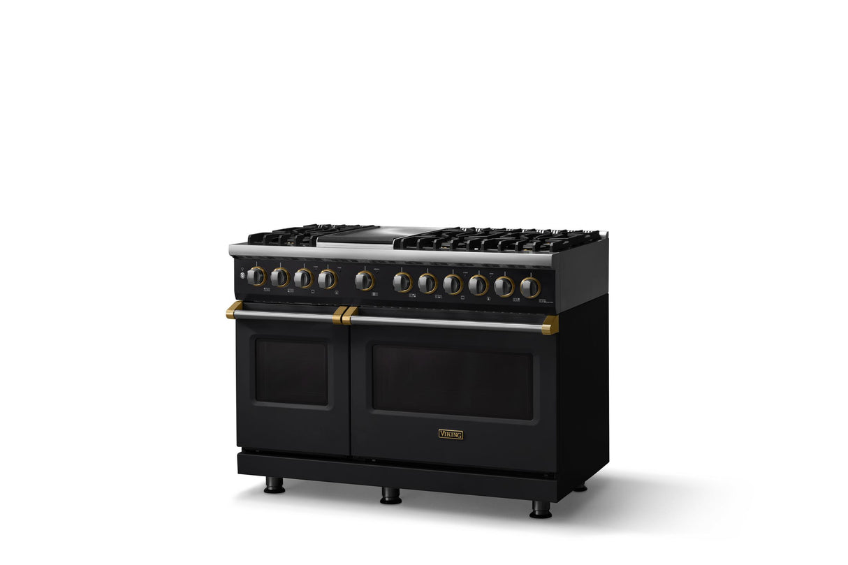 48"W. Dual Fuel Range (Burner: 6g, Finish: Onyx, Trim: Polished Chrome, Fuel: Propane)