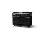48"W. Dual Fuel Range (Burner: 6g, Finish: Onyx, Trim: Polished Chrome, Fuel: Propane)