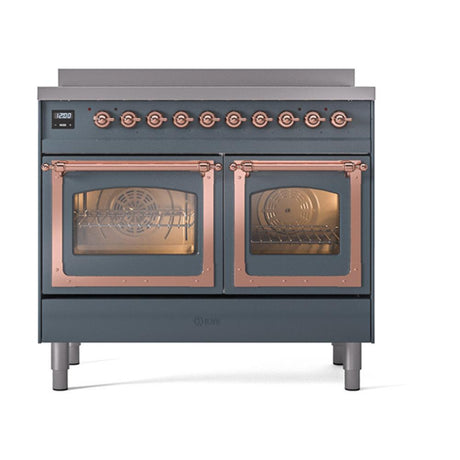 ILVE UNDI406NMPBGP Nostalgie II Noblesse 40 inch Induction Range (Triple Glass Door, Blue Grey, Copper)