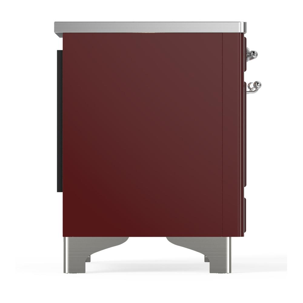 ILVE UMIB36QNR3BUC Majestic III 36 inch Induction Range with 6 Elements, 3.5 cu. ft. Total Oven Capacity (Solid Door, Burgundy, Chrome)