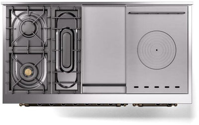 Nostalgie II 48 Inch Dual Fuel Liquid Propane Freestanding Range in RAL Custom Color with Brass Trim