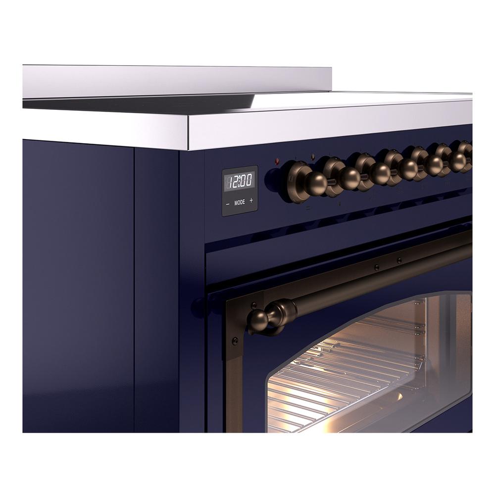 ILVE UNI486NMPMBB Nostalgie II Noblesse 48 inch Induction Range (Triple Glass Door, Midnight Blue, Burnished)