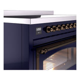 ILVE UNI486NMPMBB Nostalgie II Noblesse 48 inch Induction Range (Triple Glass Door, Midnight Blue, Burnished)