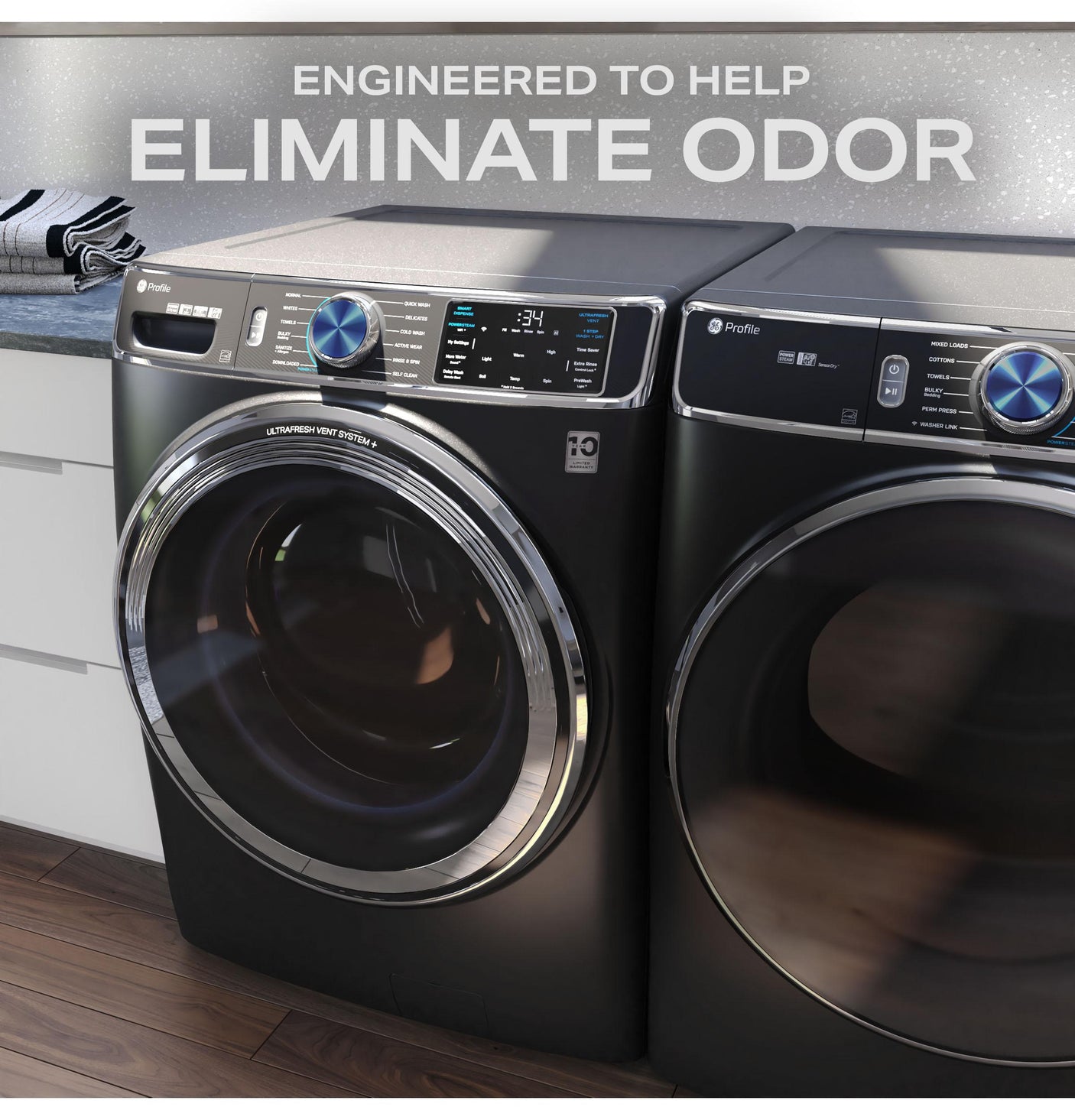 GE Profile™ 5.3 cu. ft. Capacity Smart Front Load ENERGY STAR® Steam Washer with Adaptive SmartDispense™ UltraFresh Vent System Plus™