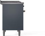Nostalgie II 40 Inch Dual Fuel Liquid Propane Freestanding Range in Blue Grey with Bronze Trim