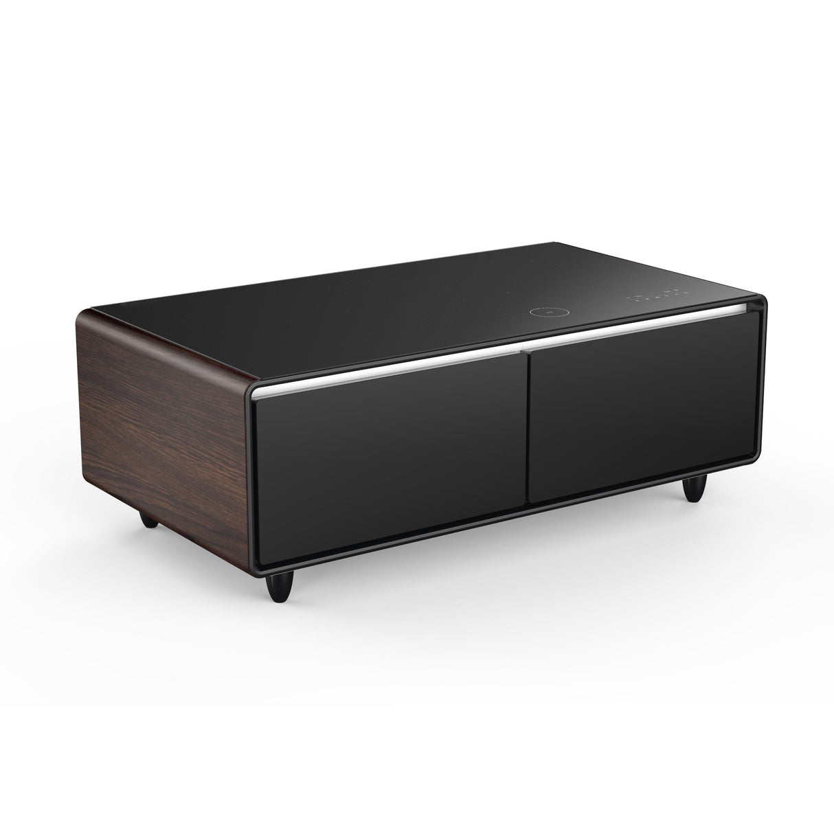 Forno Evoluto Tavolo 51-Inch Smart Coffee Table with Wood-Accent Sides - Dual Cooling Zones, Wireless Charging Pad & Built-In Bluetooth Speakers