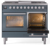 Professional Plus II 40 Inch Dual Fuel Natural Gas Freestanding Range in Blue Grey with Trim