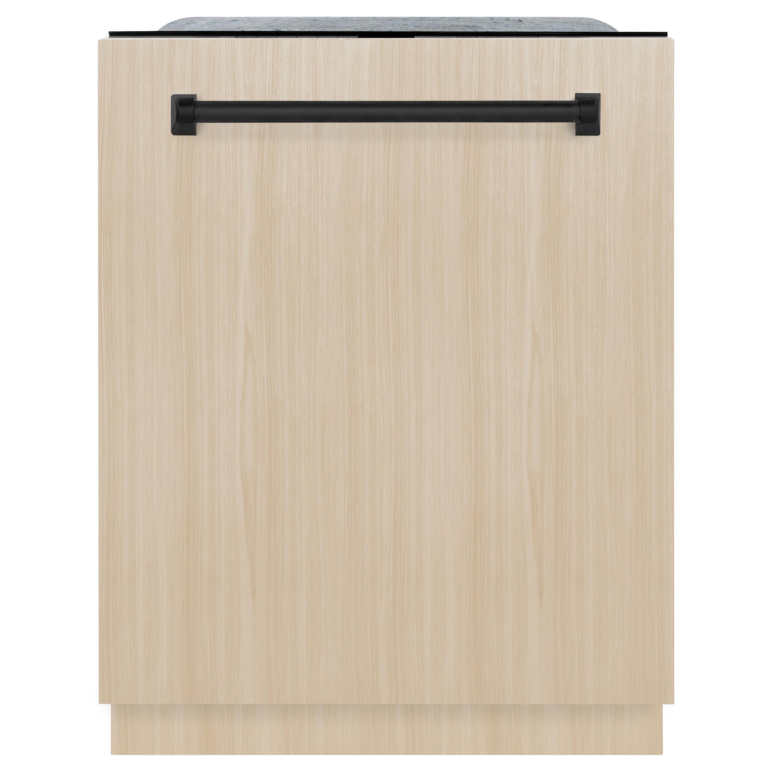 ZLINE Autograph Edition 24" Monument Series 3rd Rack Top Touch Control Tall Tub Dishwasher in Custom Panel Ready with Matte Black Handle, 45dBa (DWMTZ-24-MB)