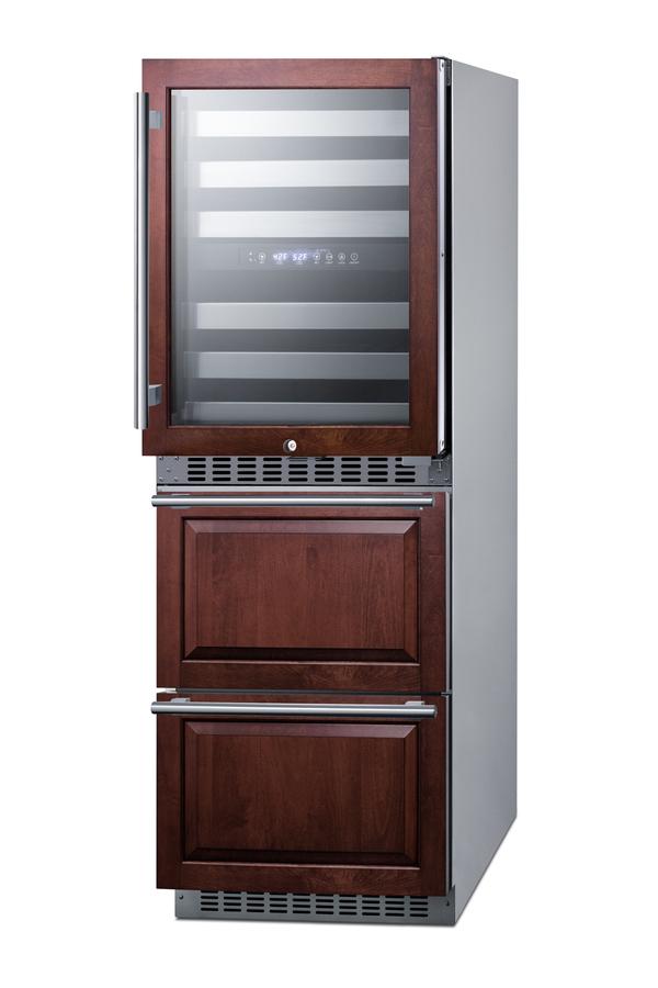 24" Wide Combination Dual-zone Wine Cellar and 2-drawer Refrigerator-freezer (panels Not Included)