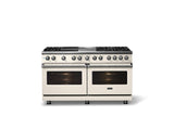 60"W.Dual Fuel Range (Finish: Pure White, Trim: Polished Chrome, Fuel: Natural Gas)