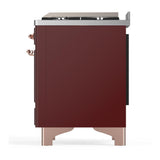 ILVE UM36FNR3BUPLP Majestic III 36 inch Dual Fuel Range with 6 Black Brass Burners and Griddle, Dual Function Burner up to 25,000 BTU (Triple Glass Door, Burgundy, Copper, Liquid Propane)