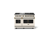 48"W. Dual Fuel Range (Burner: 6g, Finish: Pure White, Trim: Brushed Brass, Fuel: Propane)