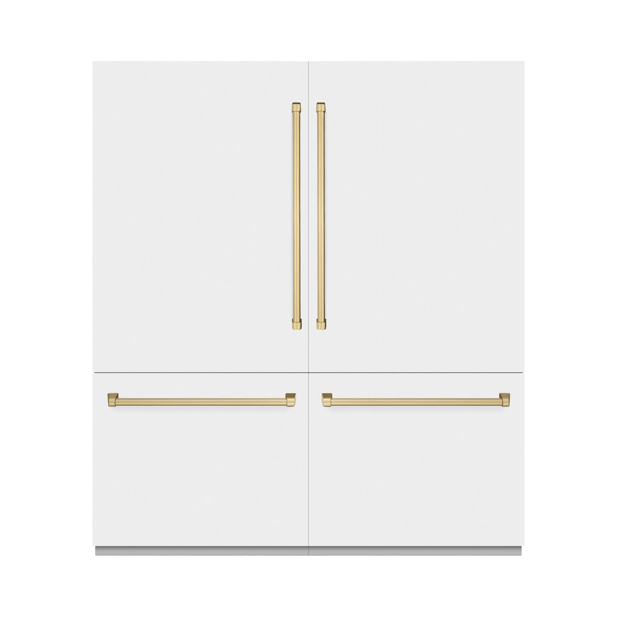 ZLINE Autograph Edition 72 in. 39.6 cu. ft. French Door Built-In Bottom Freezer Refrigerator with Water Dispensers and Ice Makers in White Matte with Graphite Gray Interior and Champagne Bronze Accents (GRBITZ-WM-72-CB)