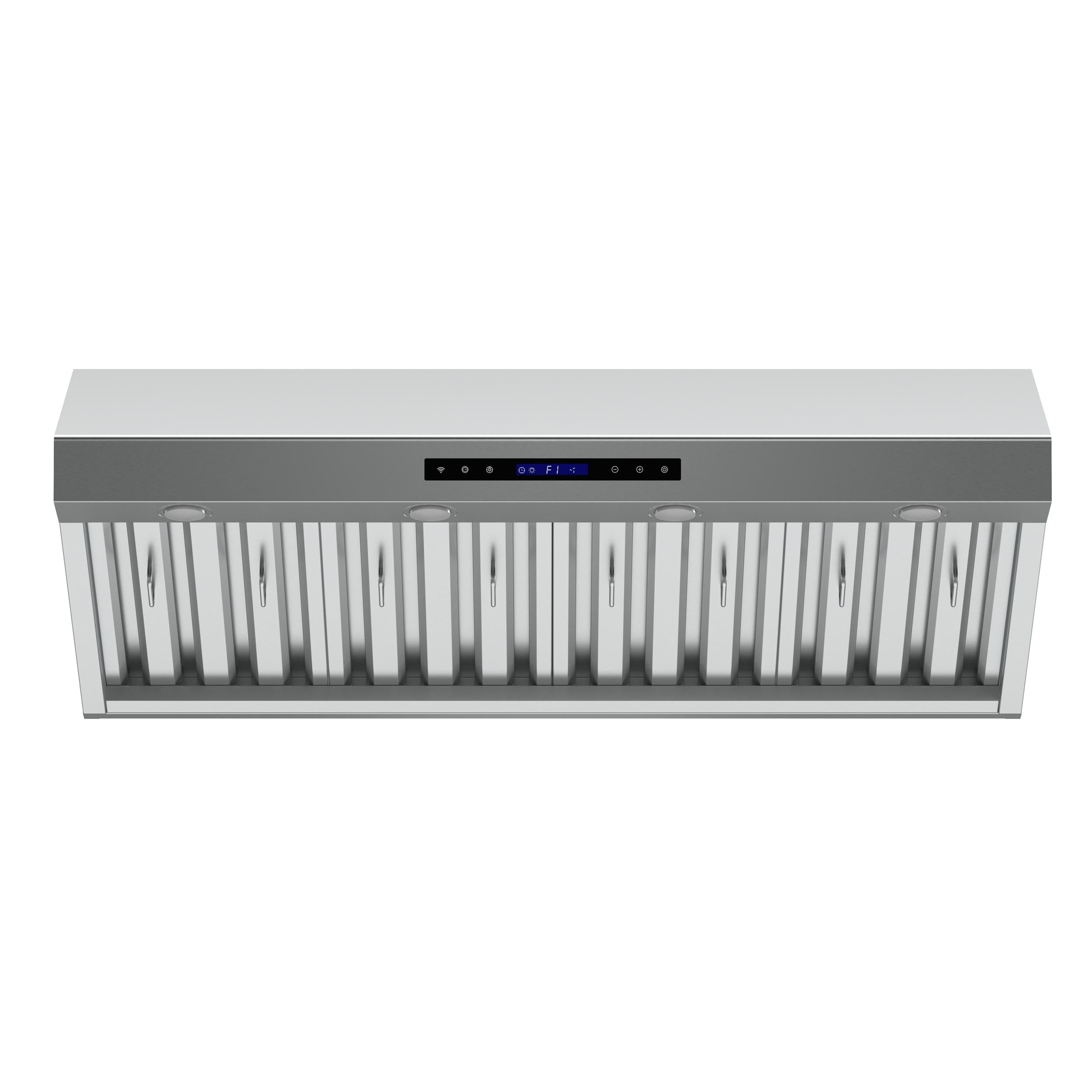 Forno Palazzo 48-Inch Wall Mounted Range Hood, Stainless Steel, Heavy Duty Baffle Filters, Remote Control