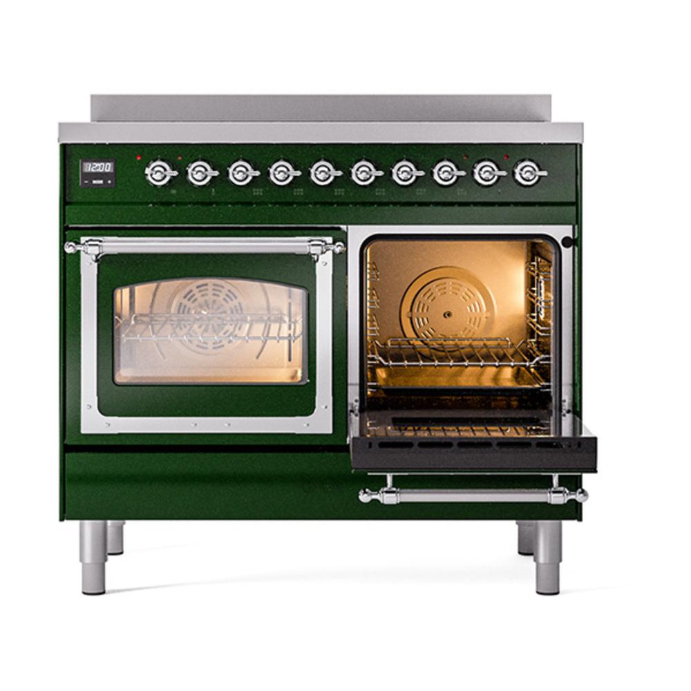 ILVE UNDI406NMPEGC Nostalgie II Noblesse 40 inch Induction Range (Triple Glass Door, Emerald Green, Chrome)