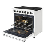 36 Inch Professional Gas Range In White