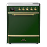 ILVE UMIB30QNR3EGG Majestic III 30 inch Induction Range with 4 Elements, 4 cu. ft. Oven Capacity (Solid Door, Emerald Green, Brass)
