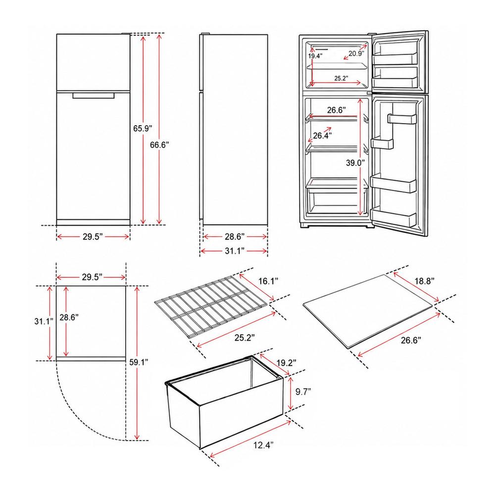 Verona VEFTF3021RWH 30 inch Top Freezer Refrigerator with 21 cu. ft. Total Capacity, Reversible Doors, Recessed Handle, Energy Star (White)