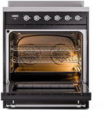 Nostalgie II 30 Inch Electric Freestanding Range in Glossy Black with Chrome Trim
