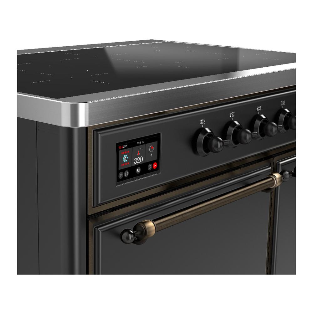 ILVE UMDIB40QNR3MGB Majestic III 40 inch Induction Range with 6 Elements, 3.82 cu. ft. Total Oven Capacity (Solid Door, Graphite Matte, Burnished)