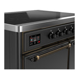 ILVE UMDIB40QNR3MGB Majestic III 40 inch Induction Range with 6 Elements, 3.82 cu. ft. Total Oven Capacity (Solid Door, Graphite Matte, Burnished)