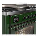 ILVE UM60FSNR3EGB Majestic III 60 inch Dual Fuel Range with 7 Burners, Griddle and French Top, Dual Function Burner with up to 25,000 BTU (Natural Gas, Triple Glass Door, Emerald Green, Burnished)