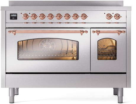 Nostalgie II 48 Inch Electric Freestanding Range in Stainless Steel with Copper Trim